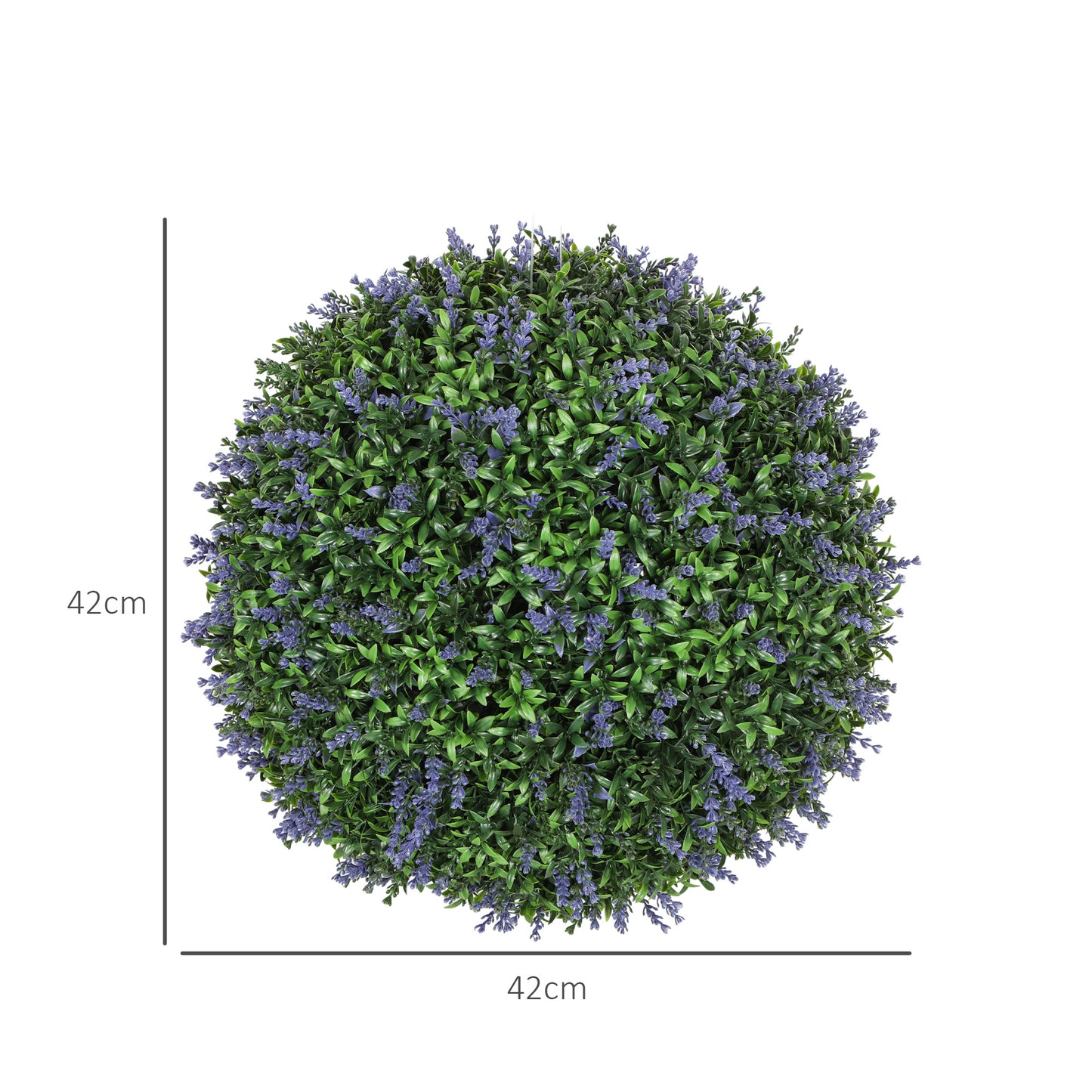 Set of 2 Artificial Sphere Plants with Lavender Flowers for Home and Garden Ø42 cm, Green and Purple