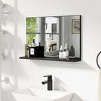 Wall-Mounted Bathroom Mirror with Shelf, Modern and Multipurpose Design, 60x12x40 cm, Black