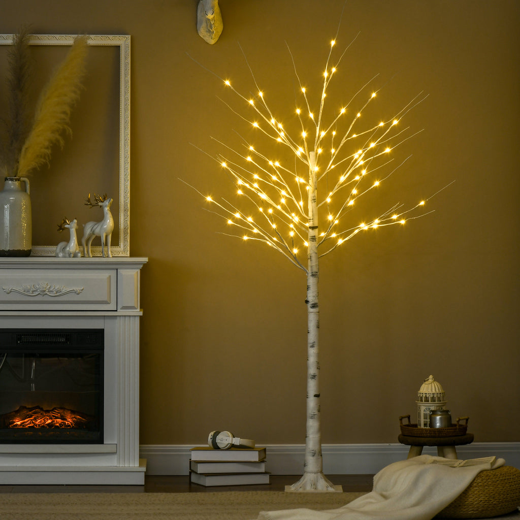 White Christmas Tree with LED Lights and 12 Branches for Indoor and Outdoor Use, in PP and Metal, 22x22x180 cm