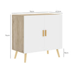 Multipurpose Cabinet with 3-Level Adjustable Shelf and Raised Base, in Wood, 76x41.2x74 cm, White and Oak