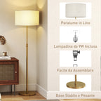 Floor Lamp with Remote Control and Adjustable Brightness 3000K-6000K, Fabric Lampshade, Gold