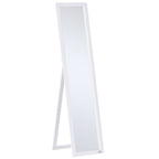 Full Length Mirror with Folding Stand and Mounting Holes, Wood and Glass, 37x37x154 cm, White