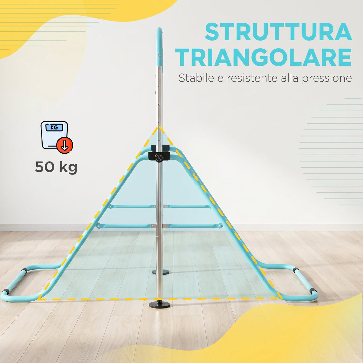 HOMCOM Height-Adjustable Gymnastics Bar for Children with 2 Rings, Steel, Light Green