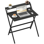 Folding Desk with Monitor Shelf, 81.5x62x86.5 cm, Black