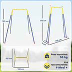 AIYAPLAY Garden Swing Frame with 2 Hooks, Steel, 128x155x157 cm, Yellow and Blue