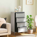 HOMCOM 4-Drawer Steel Chest of Drawers with Linen-Effect Fabric Covering, 60x36x88 cm, Grey