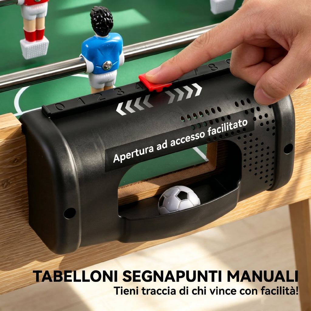 SPORTNOW Table Football, 121cm Table, 22 Players, Manual Scoreboard, Natural Wood