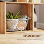 Wooden Bookcase Cabinet with 5 Shelves with Divider, 60x24x184.5 cm, Wood Color