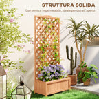 Planter with Trellis for Climbing and Wide Bottom, in Fir Wood, 76x36x170 cm, Brown