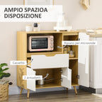 Microwave Cabinet with Open Shelf, Cabinets and Drawer, 90x40x98.5cm White and Wood
