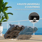 Outsunny Umbrella Base with Wheels and Fillable with Water or Sand, in HDPE, 48x48x32.5 cm, Black