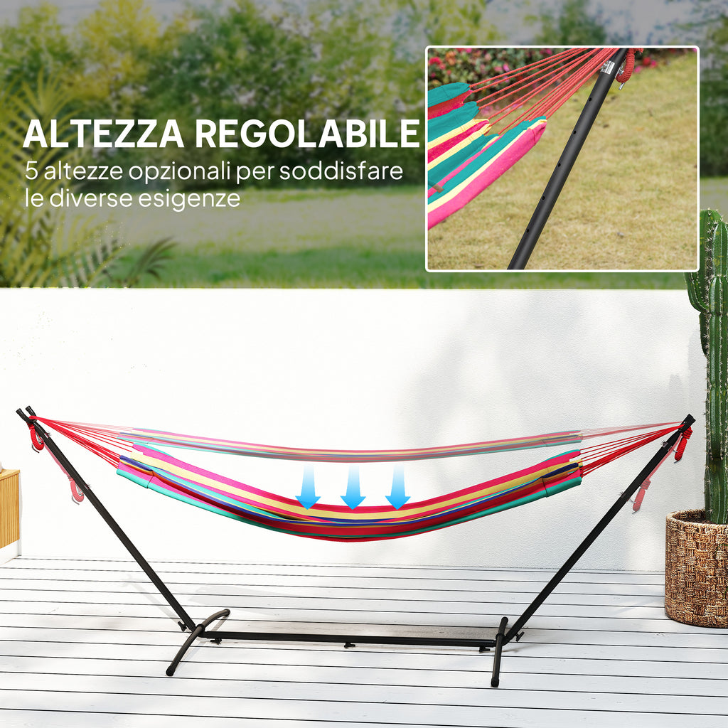 Outsunny Freestanding Hammock with Stand, Adjustable Height and Carry Bag, 310x117x105 cm, Red