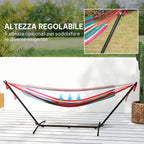 Outsunny Freestanding Hammock with Stand, Adjustable Height and Carry Bag, 310x117x105 cm, Red