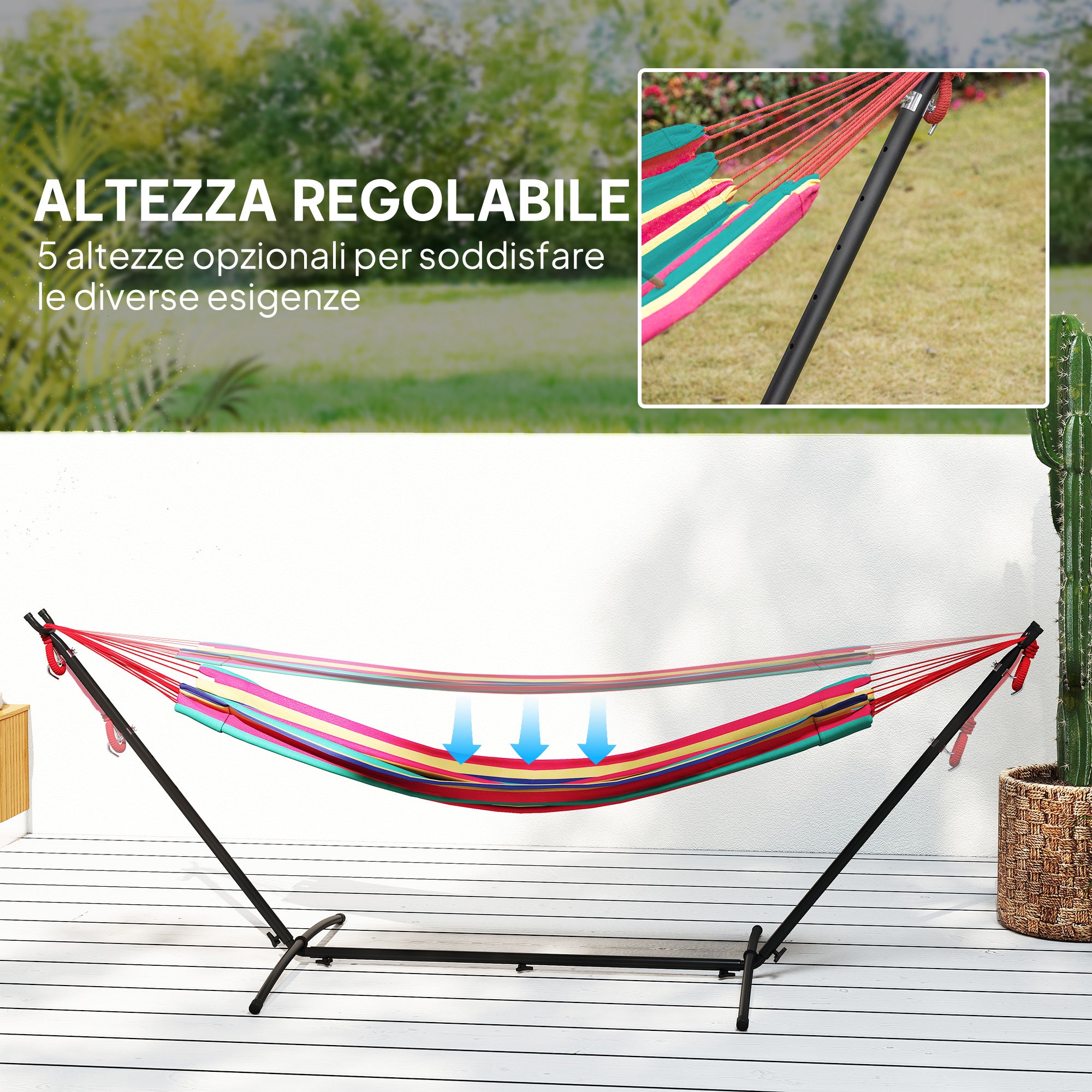 Outsunny Freestanding Hammock with Stand, Adjustable Height and Carry Bag, 310x117x105 cm, Red