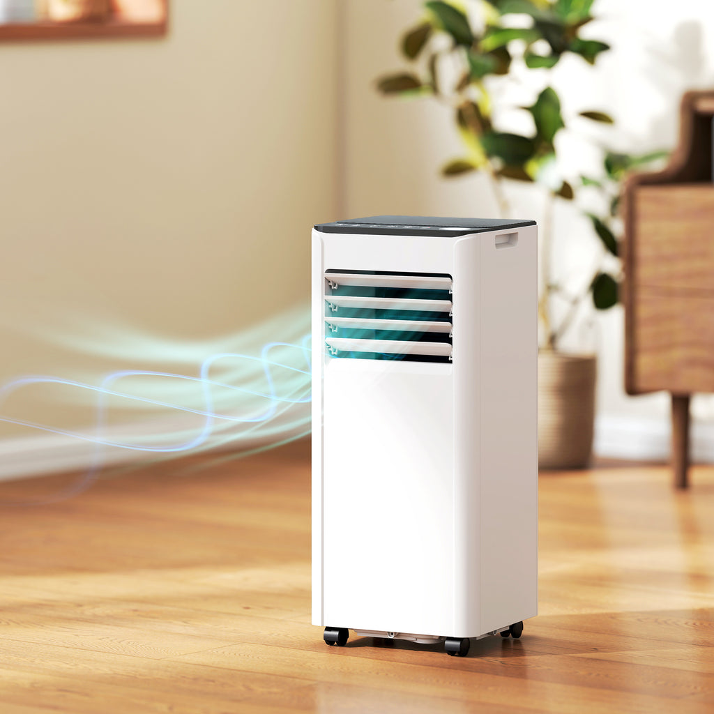 HOMCOM Portable Air Conditioner 7000 BTU: Cooling, Dehumidifier, Fan, Night Mode.