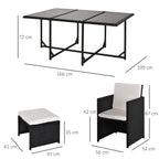 LUMIJA | 11 Piece Outdoor Rattan Garden Furniture Set with Tempered Glass Table and Cushions, Dining Set, Black - Borgè