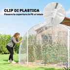 Outsunny 3x6x2 m Tunnel Greenhouse with Roller Doors, Steel Frame and Anti-UV PE Cover, Transparent