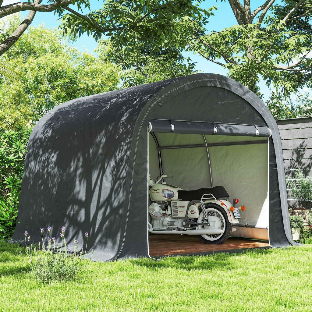 Outsunny Garden Tent for Motorcycles, Bicycles and Tools with 2 Zip Entrances, Made of Steel and PE, 300x300x235 cm, Grey