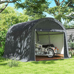 Outsunny Garden Tent for Motorcycles, Bicycles and Tools with 2 Zip Entrances, Made of Steel and PE, 300x300x235 cm, Grey