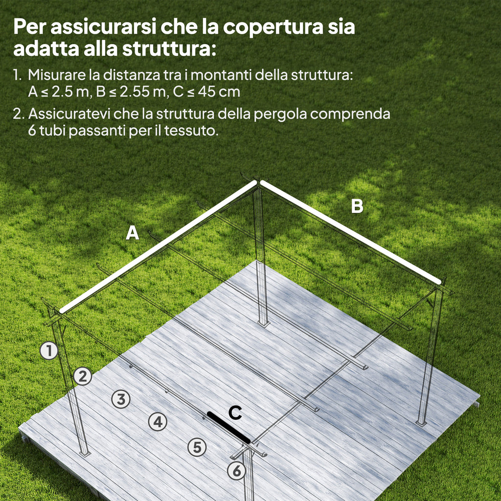Outsunny Gazebo Pergola Roof with 10 Drainage Holes in Polyester, 250x255 cm, for 3x3m Pergola, Light Brown