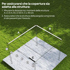 Outsunny Gazebo Pergola Roof with 10 Drainage Holes in Polyester, 250x255 cm, for 3x3m Pergola, Light Brown