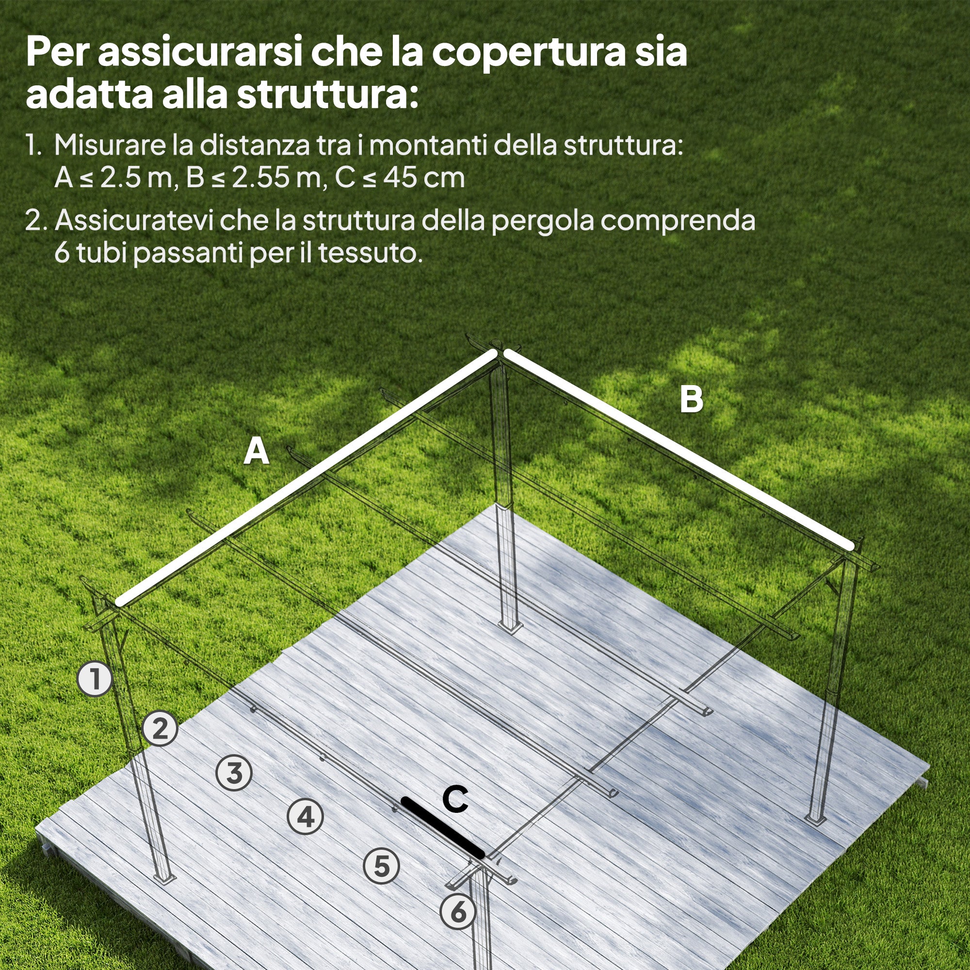 Outsunny Gazebo Pergola Roof with 10 Drainage Holes in Polyester, 250x255 cm, for 3x3m Pergola, Light Brown