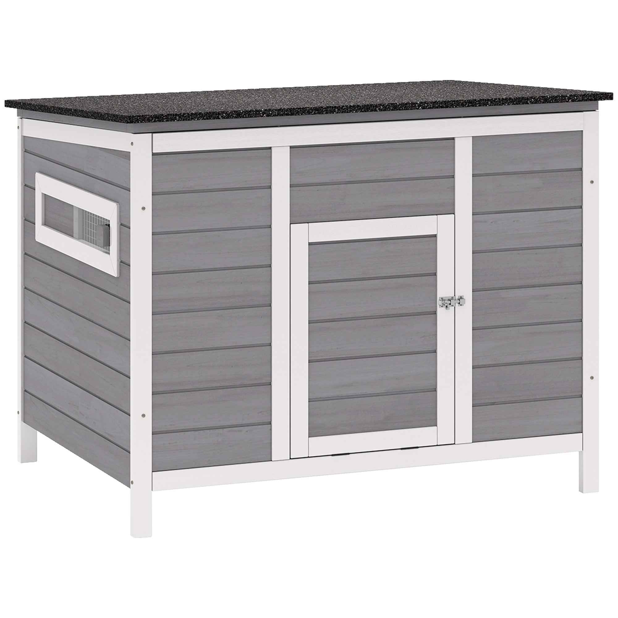 PawHut Duck House with Opening Roof, Windows and Ramp, Wooden, 93x70x72 cm, Multicolored