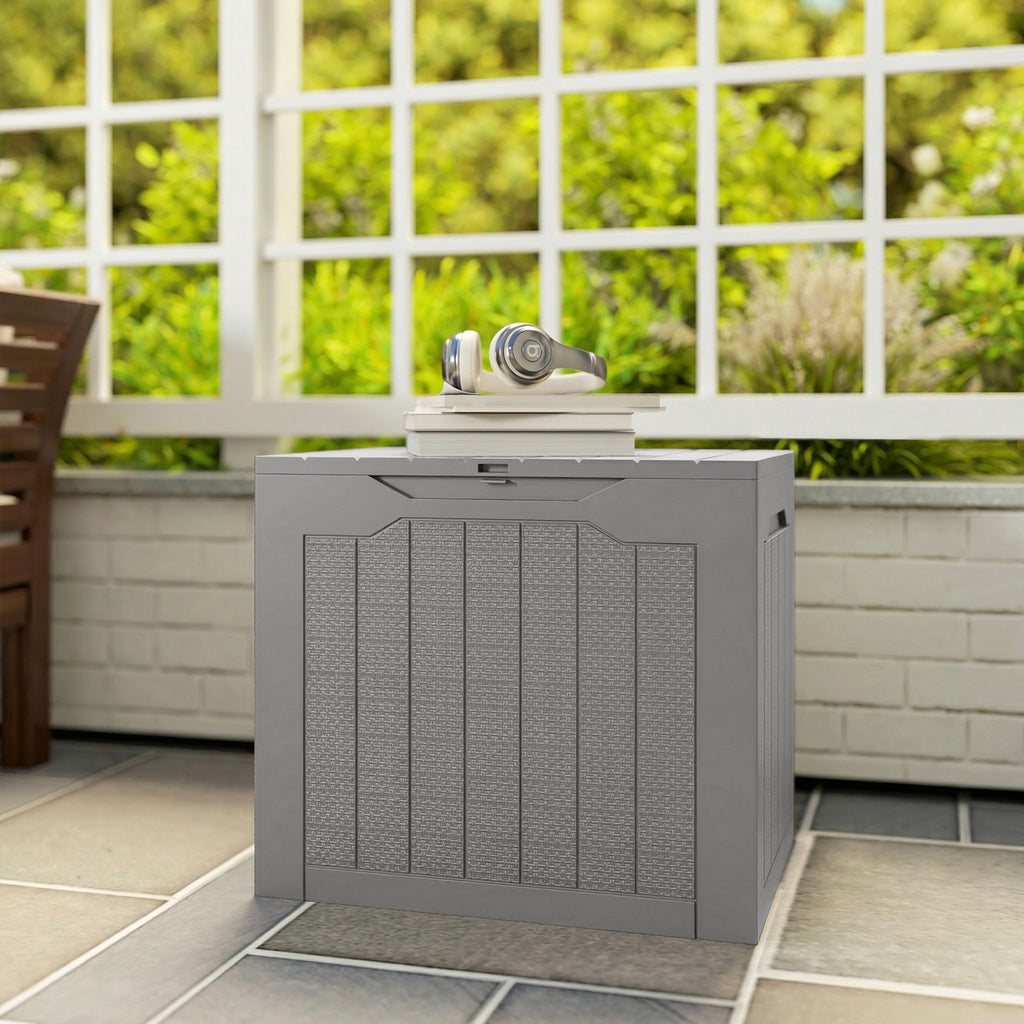 Outsunny Waterproof Garden Storage Box with Handles, PP, 56x41x50 cm, Khaki