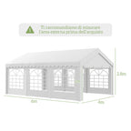 Outsunny 6x4m Party Tent with Removable Walls, Doors and 6 Windows, White