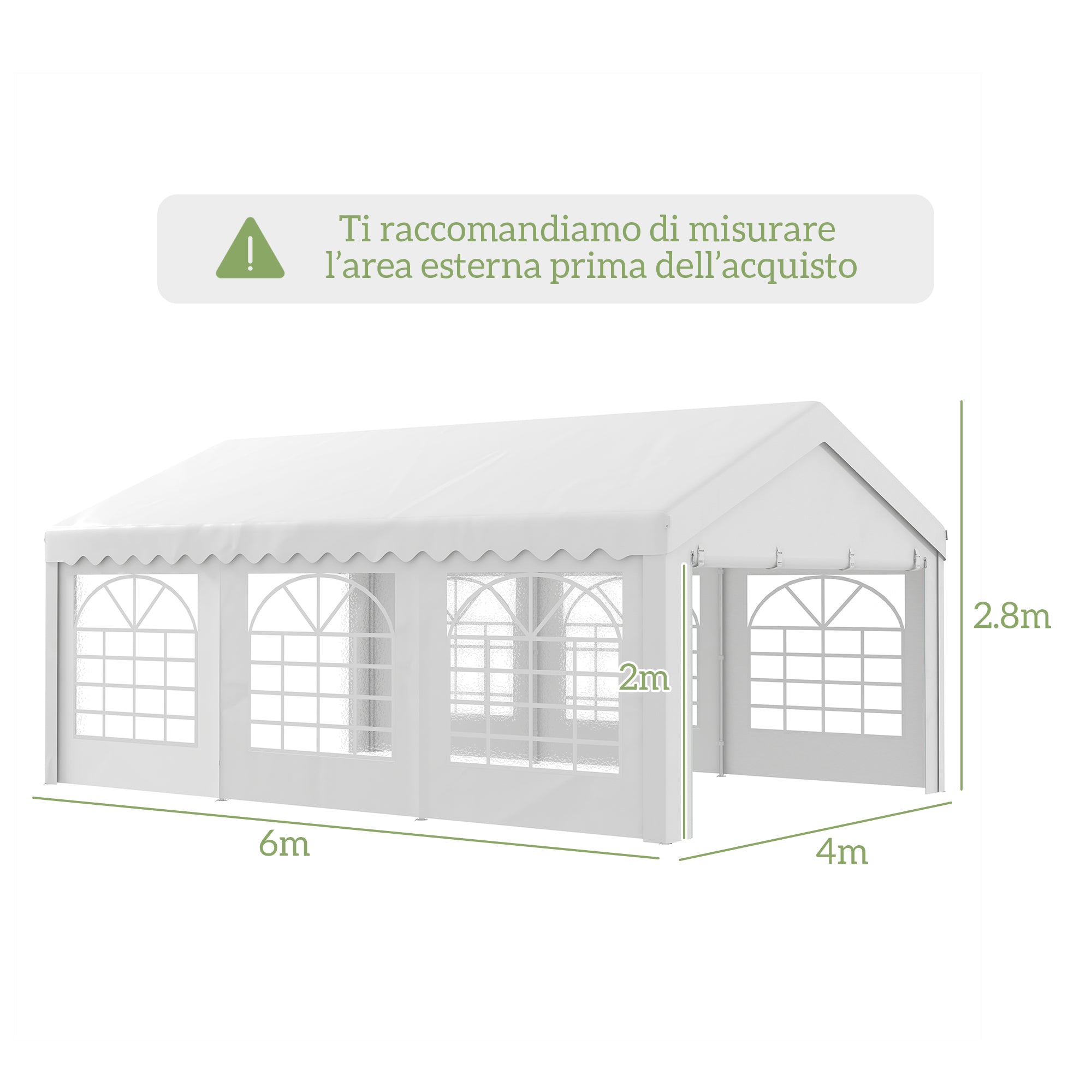 Outsunny 6x4m Party Tent with Removable Walls, Doors and 6 Windows, White