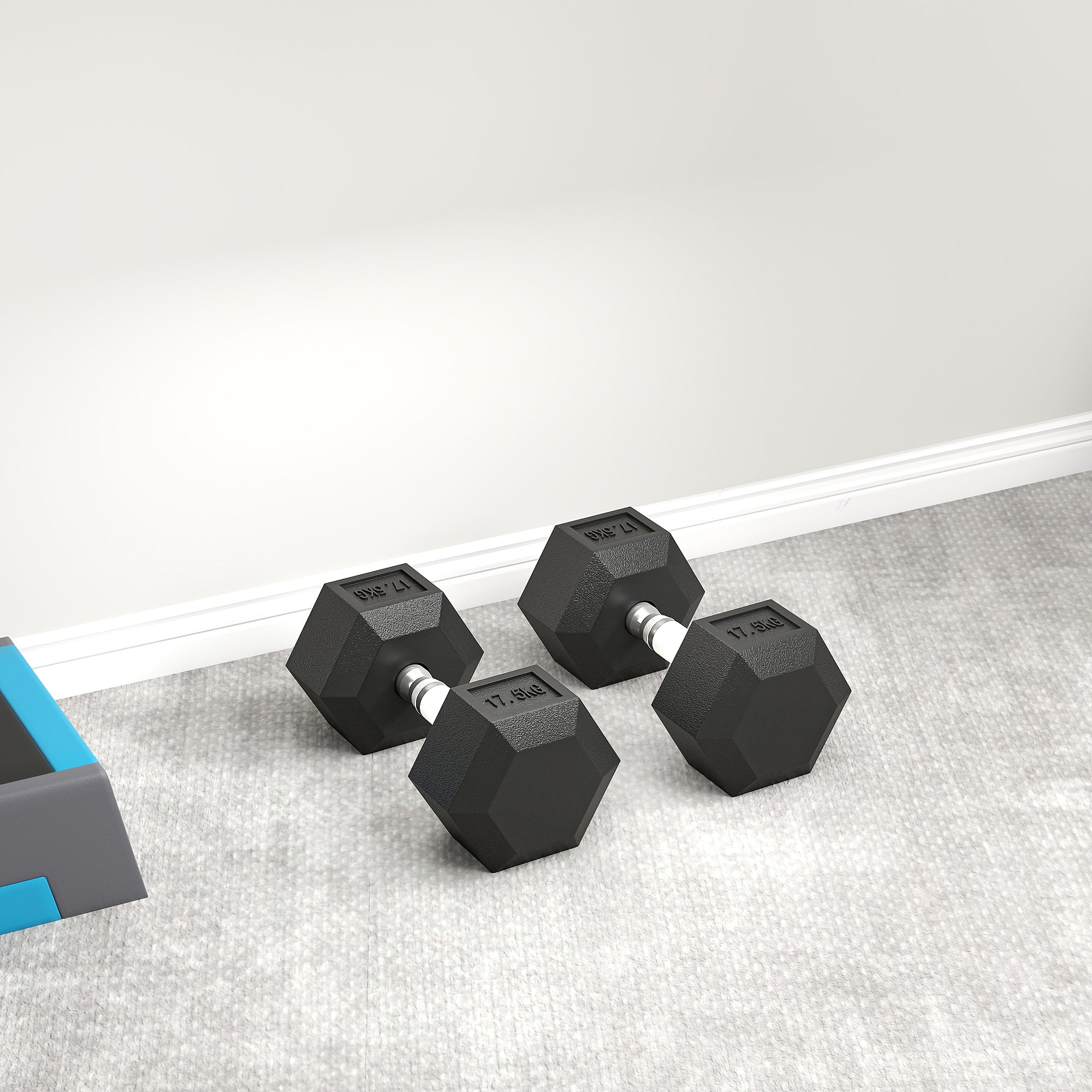 2 x 17.5 kg Dumbbell Set with Non-Slip Grip, Metal, for Fitness Training, Black