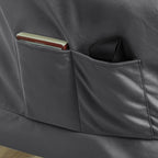 Modern Armchair with Footrest and 2 Side Pockets, in Velvet Effect Fabric and Steel, 80x78x100 cm, Gray