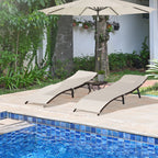 Folding Sun Loungers with Removable Cushions and Folding Table, 3-Piece Rattan Set, Cream