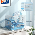 3-Story Hamster Cage with House, Wheel, Food Bowl, Bottle and Tubes, Light Blue