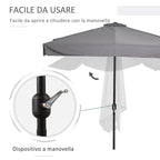 Outsunny 2.5x2.3m Semicircular Wall-Mounted Umbrella with Crank Opening, Metal and Polyester, Grey
