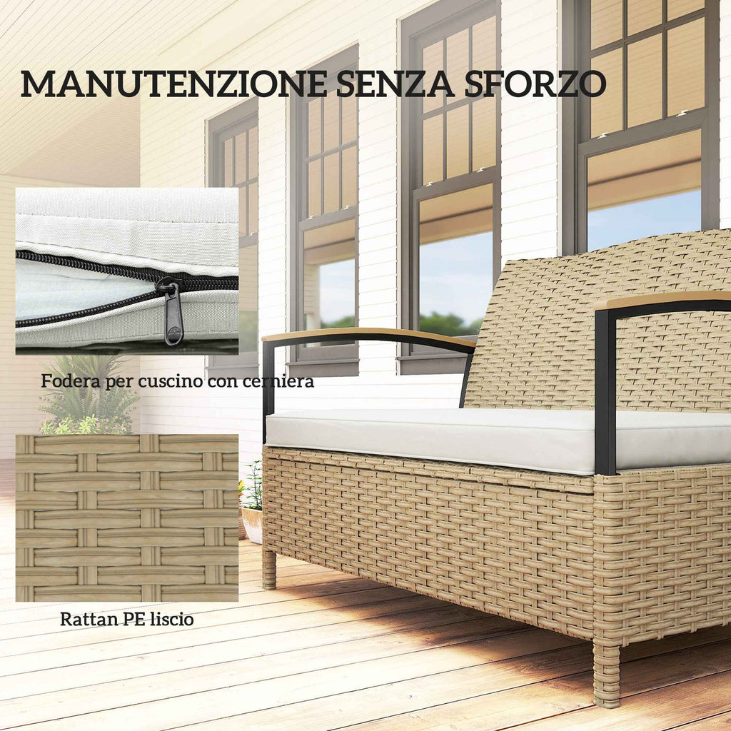Outsunny 125L Storage Bench with Padded Cushion, Metal, 123x70x82 cm, Khaki