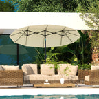 Double Tilting Garden Umbrella with Crank Opening, 285x147x227cm, Beige