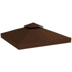 Outsunny 3x3m UPF30+ 2-Tier Coffee Polyester Garden Gazebo Cover