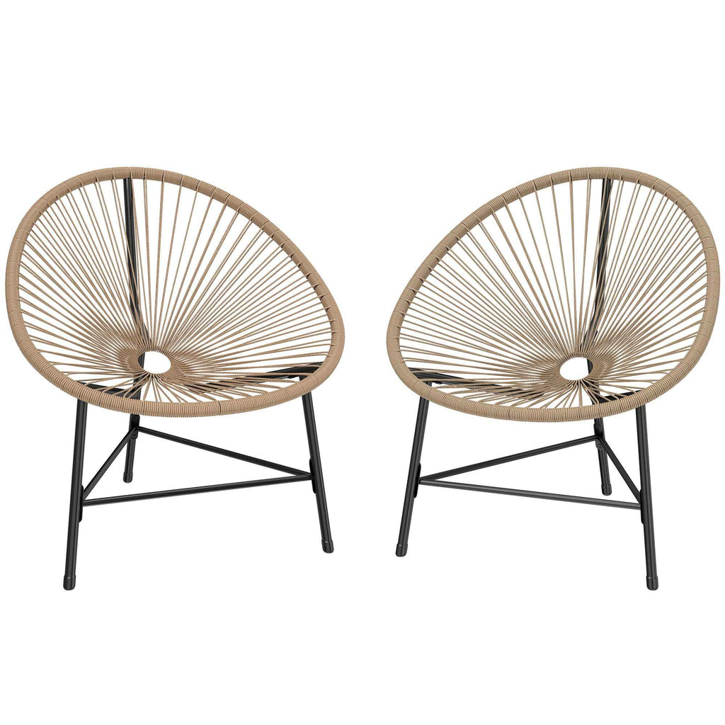 Outsunny Set of 2 Acapulco Chairs in PE Rattan with Triangular Steel Structure, 72x68x81 cm, Wood Color