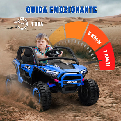 Electric Car for Children 3-8 Years 24V with Manual Guide and Remote Control, Speed 5-7km/h, Blue