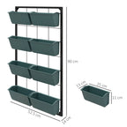 Outsunny 4-Tier Wall-Mounted Vertical Vegetable Garden with 8 Pots, Steel and Plastic, 52x14x90 cm, Dark Green and Black