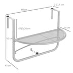 Folding Railing Table with 3 Adjustable Heights in Metal, 60x45x50cm, White