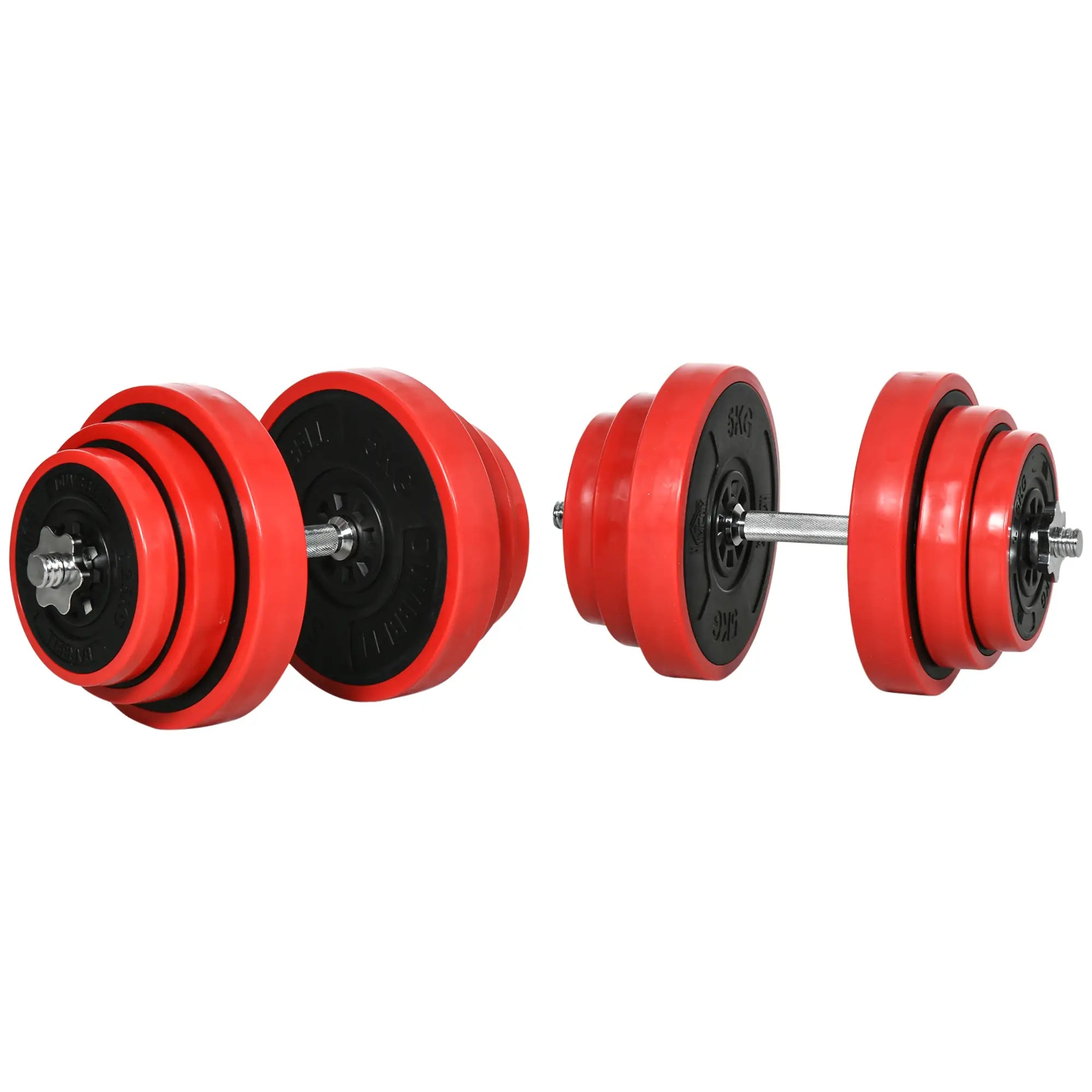 40kg Rubber Coated Metal and Iron Sand Dumbbell Set, 45x26x26cm, Red - Borge' Group Limited