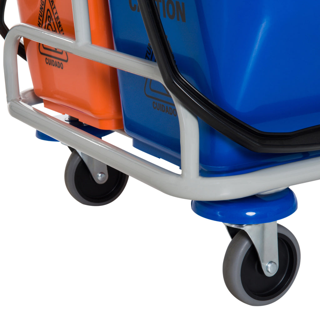 Multipurpose Professional Cleaning Cart with 4 Buckets Wheels Canvas Bag 118 × 73 × 103cm