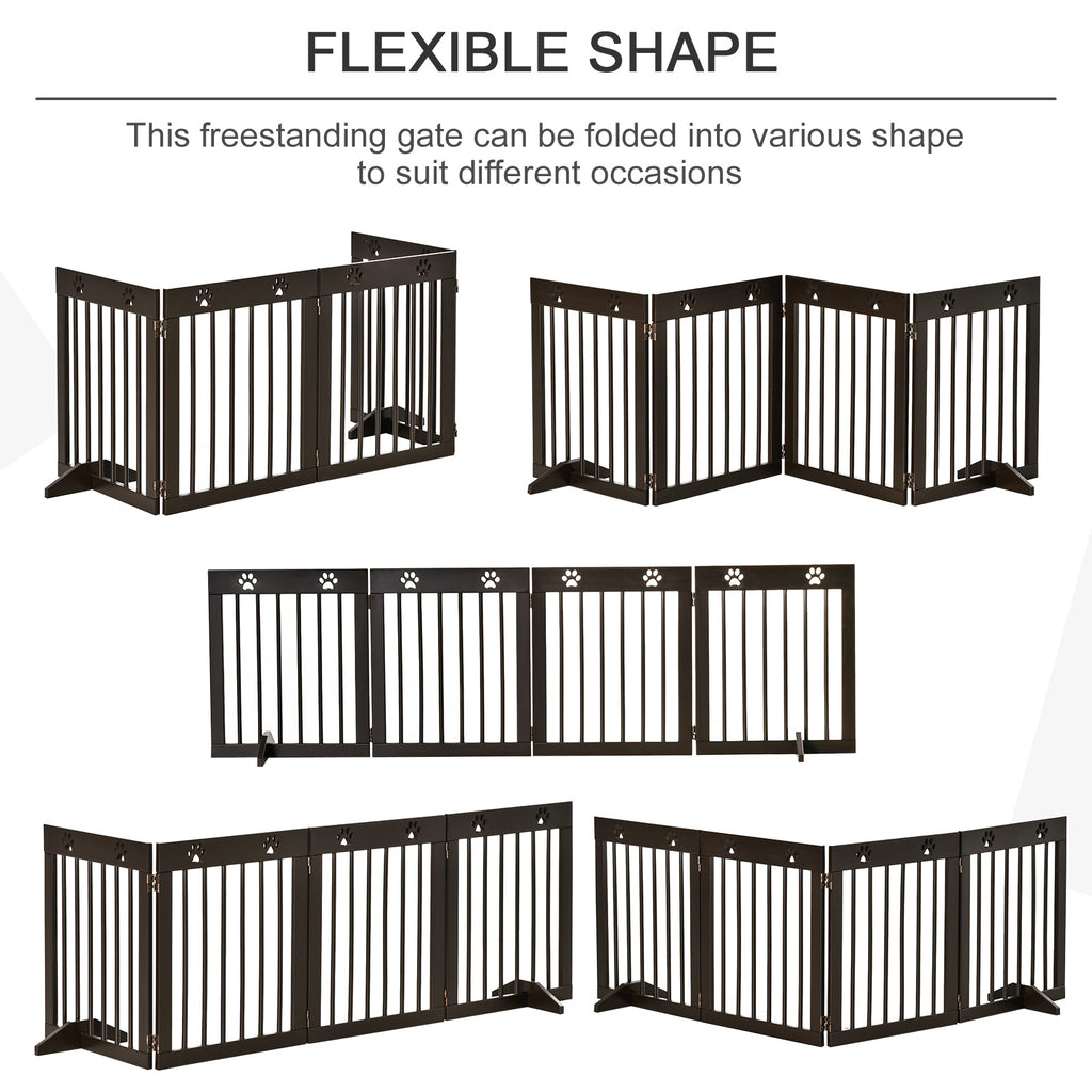 PAWHUT Dog gate small folding size, pine wood, 204x30x61 cm, brown - Borgè