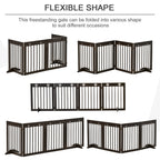 PAWHUT Dog gate small folding size, pine wood, 204x30x61 cm, brown - Borgè