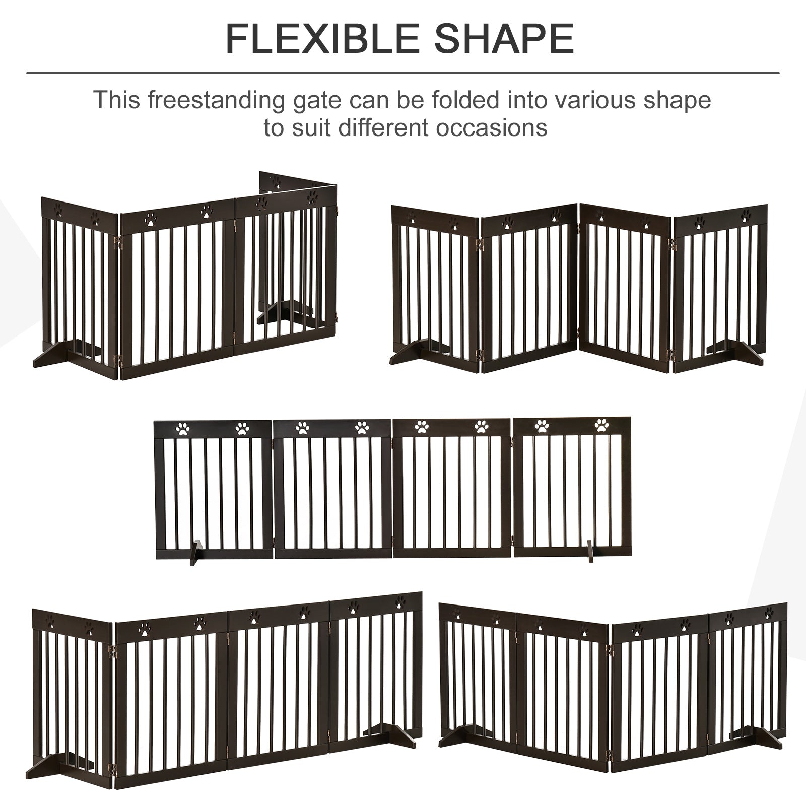 PAWHUT Dog gate small folding size, pine wood, 204x30x61 cm, brown - Borgè