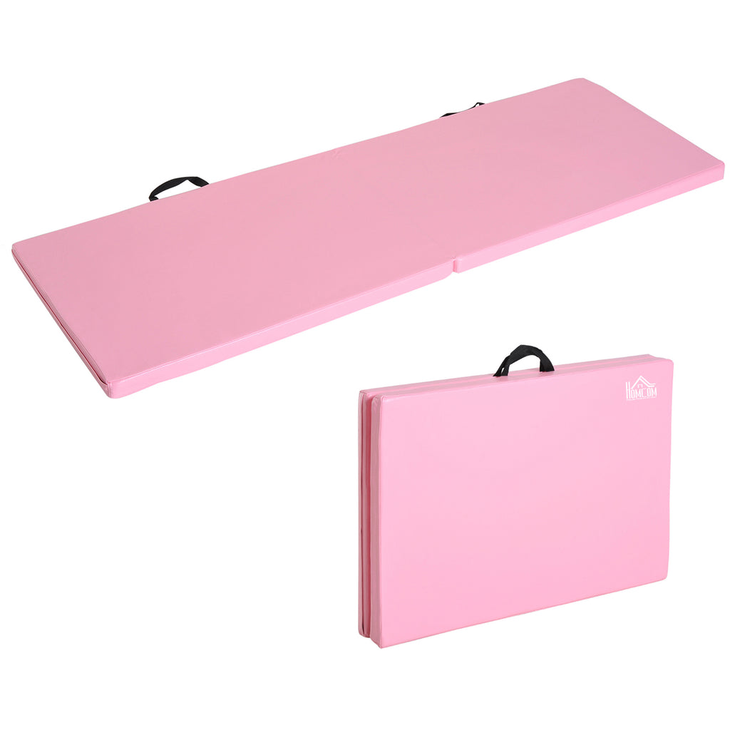 Foldable Gymnastics Mat, 5cm Thick and Non-Slip Fitness Mat, 180x60x5cm, Pink