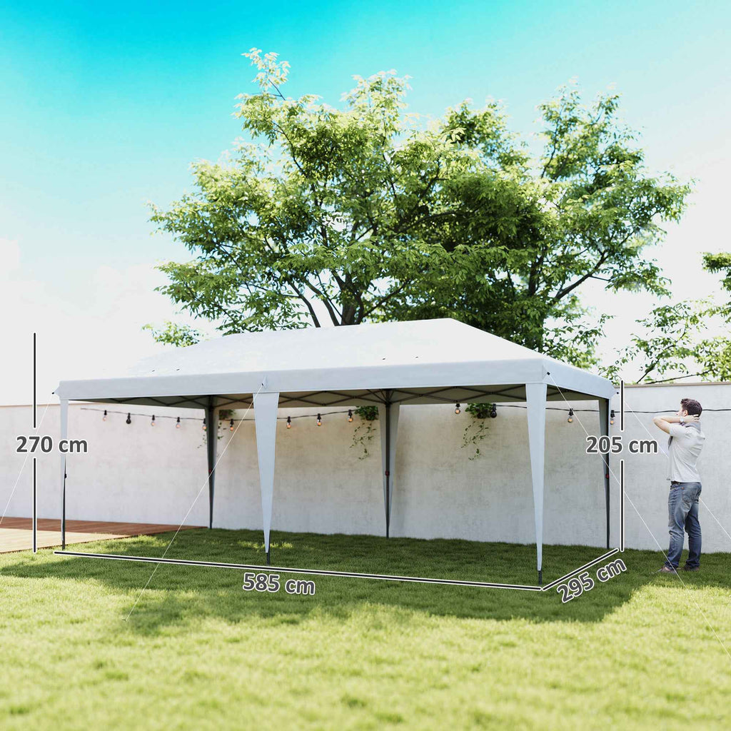 Outsunny 6x3m Pop-Up Garden Gazebo, Folding Party Tent with Carry Bag, White