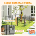PawHut 12-Panel Modular Dog Playpen, 80x100 cm, Foldable, with Steel Door and 12 Pegs, Grey